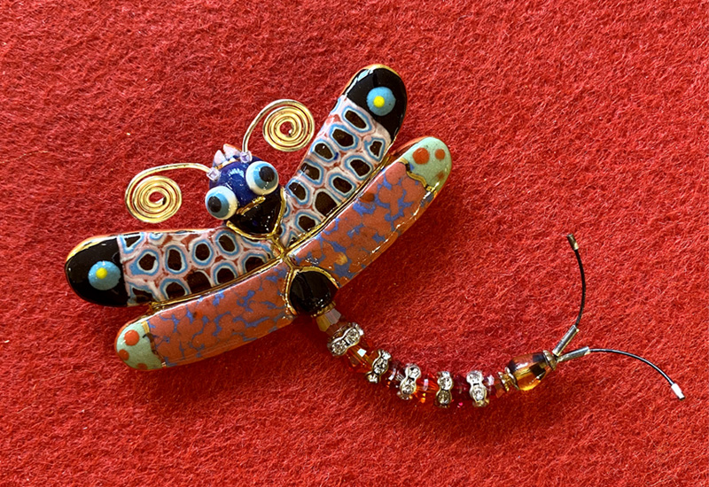 蔡爾平 純手工小蜻蜓 彩鑲瓷雕塑別針胸針