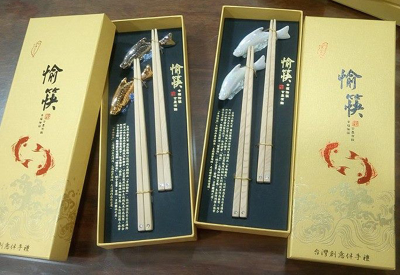 葉佳讓 幸福愉筷 檜木筷 (青瓷珍珠2入組)