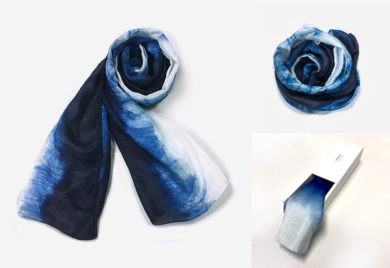 太平藍 藍染絲巾 藍染圍巾 藍染工藝