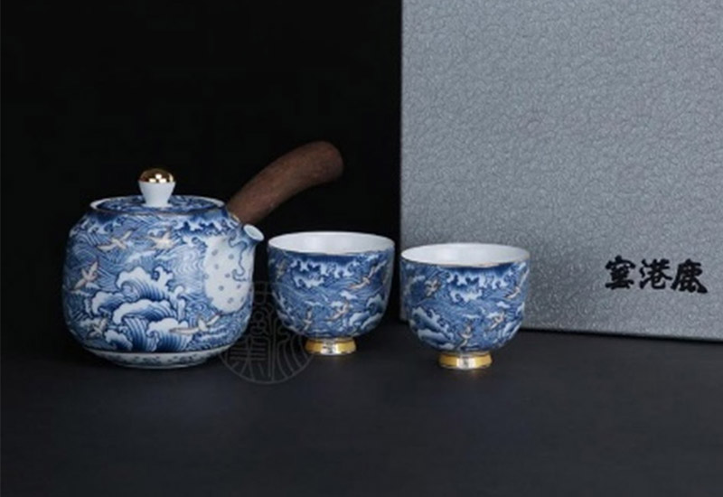 三唐(鹿港窯) 海浪奔翔木握壺1壺2杯禮盒