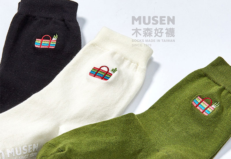 台灣印象刺繡襪-茄芷袋(多色)