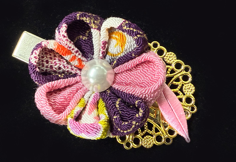 細工纏花單花髮夾 細工纏花單花髮夾