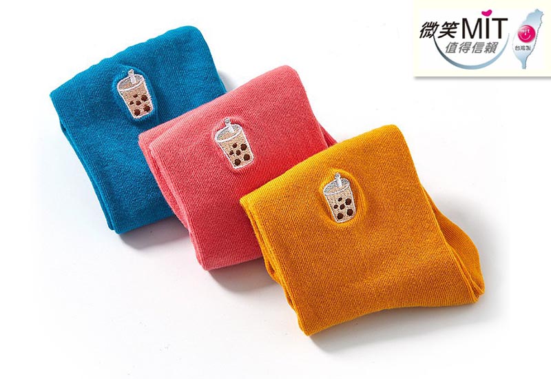 木森好襪 台灣美食襪-珍珠奶茶 (3色) 刺繡款 微笑台灣MIT認證  台灣小吃襪子 