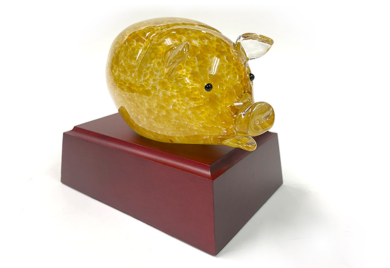春池玻璃 福氣神豬S(白.金茶)  精裝盒