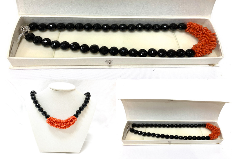 蘇澳珊瑚 珊瑚阿達仔黑瑪瑙項鍊 珠寶飾品 台灣珊瑚項鍊 Necklace SBKNLG0055
