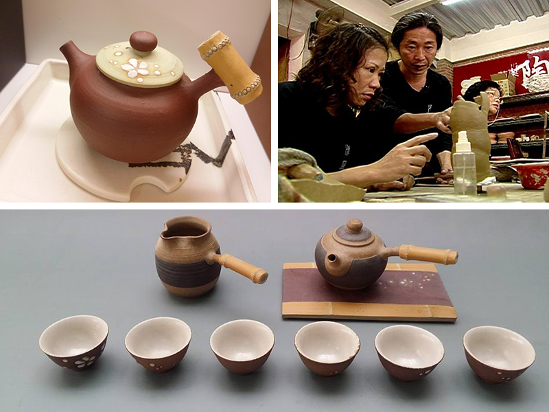  湯潤清 清窯 桐花茶具組 苗粟 台灣陶瓷工藝 Taiwan Ceramic porcelain craft Taiwan pottery carving