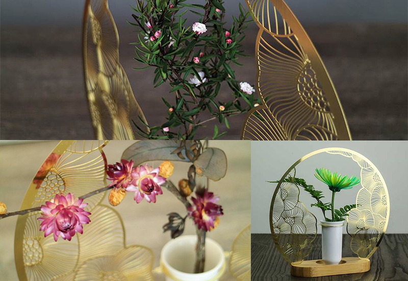 Yeduo 花好月圓 小花器 花瓶燭台 花藝設計 插花佈置擺飾 Art metal design flower vase