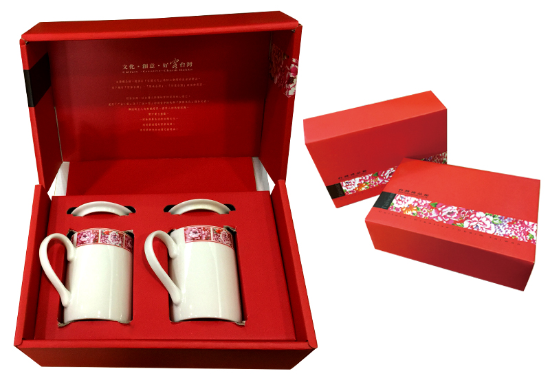 台灣花布馬克杯組 對杯組(紅+藍) Taiwan flower cloth Mug cup