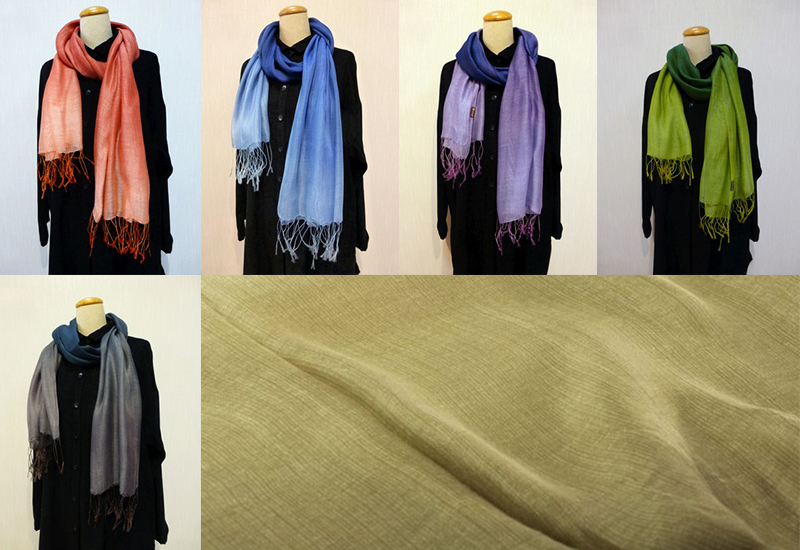天染工坊 舒縵-天染漸層染絲棉圍巾(5色可選) 衣服配件 台灣布染