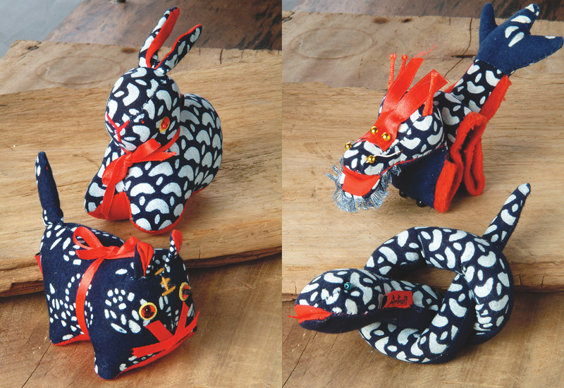 台灣花布藍染工藝藍染花布12生肖布偶全套組台灣禮品館台灣嚴選好物商城公司企業團購台灣mit禮品禮盒送禮台灣文創好物良品台灣工藝品金選