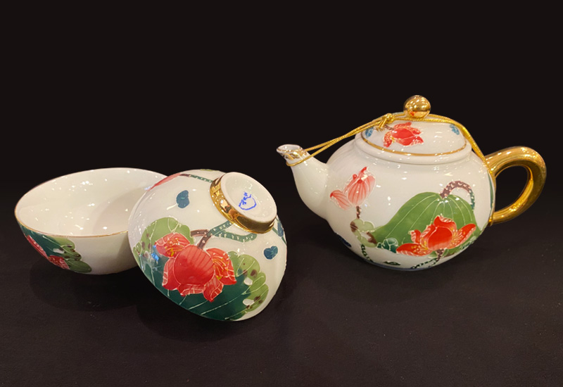 法華彩荷氣生財鎏金茶壺組(1壺2杯) 台灣MIT認證台灣禮品館台灣嚴選好物
