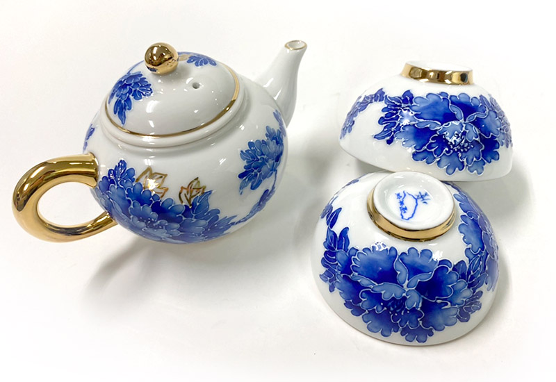 法華彩富貴滿園青花茶壺組(1壺2杯) 台灣MIT認證青花瓷茶具組台灣禮品館