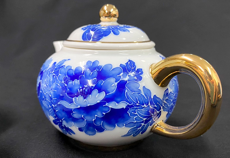 兩岸窯法華彩富貴滿園青花茶壺組(1壺2杯) 台灣MIT認證青花瓷茶具組台灣