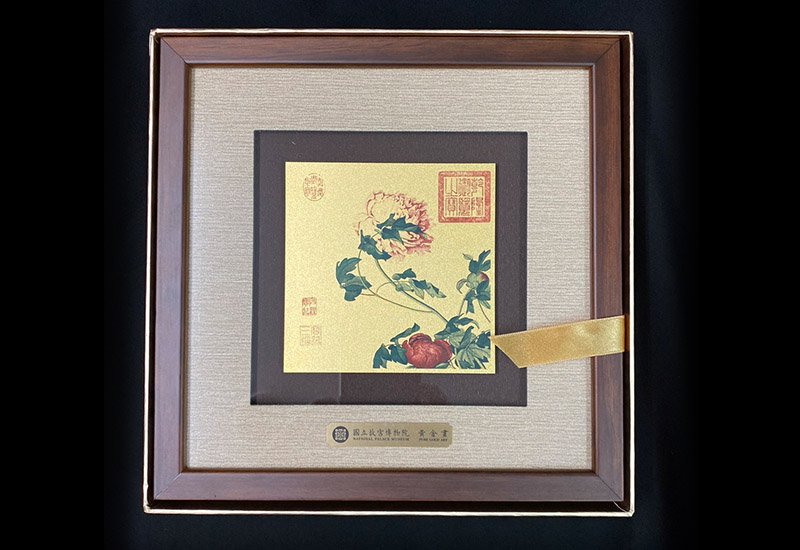 故宮博物院　　牡丹図　　純金金箔複製　　　お値下げです 故宮博物院 牡丹図 純金金箔複製 お値下げです 絵画