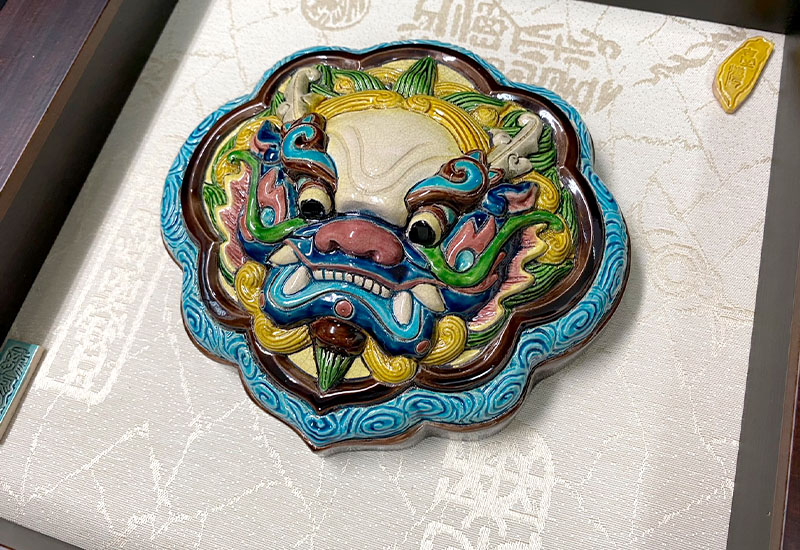 祥龍 交趾陶　壁飾　ドラゴン 風水 龍 ドラゴン 刺繍 赤龍 青龍 タペストリー 竜 絵 玄関 龍の