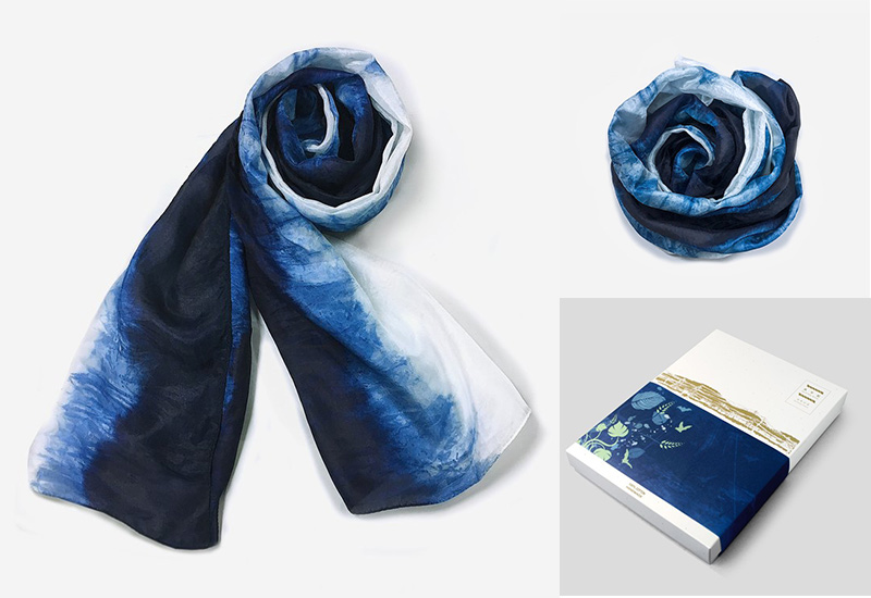 太平藍藍染絲巾藍染圍巾藍染工藝台灣禮品館台灣嚴選好物商城公司企業團購台灣mit禮品禮盒送禮台灣文創好物良品台灣工藝品金選