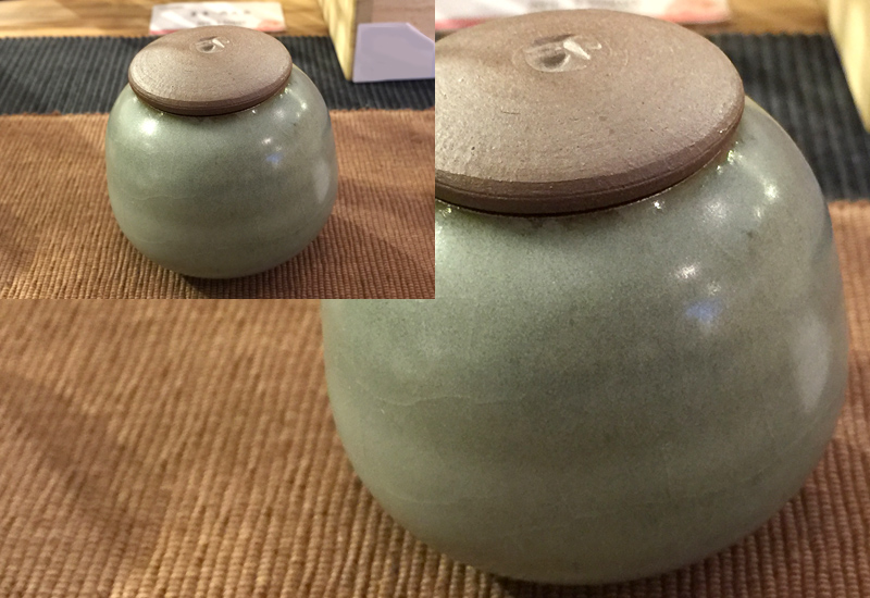 林妙芳 結晶釉 古青-(小)茶倉-平蓋 茶罐茶具 鶯歌燒 