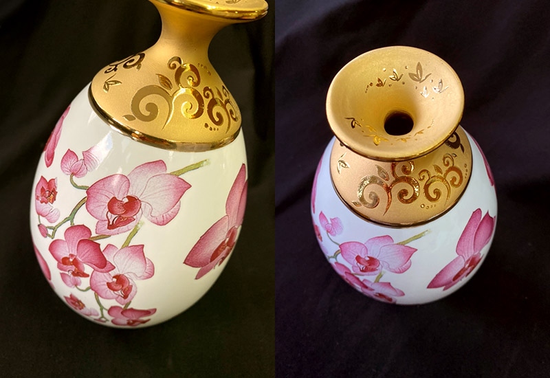 傑作陶 漆金蘭花橄欖瓶 台灣MIT認證 花瓶花器 