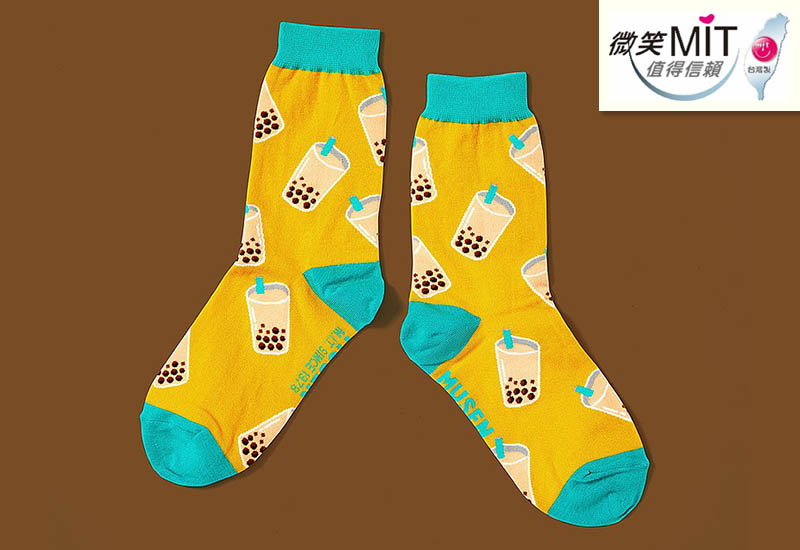 台灣美食針織襪-珍珠奶茶(2.1版) 微笑台灣MIT認證