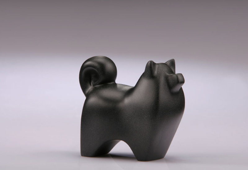 首傑 福氣狗-黑 石雕塑