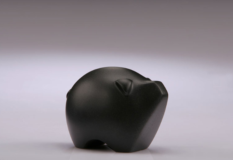 首傑 富貴豬-黑 石雕塑