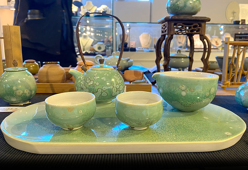 林妙芳 綠桔結晶-雙人茶器組-茶盅