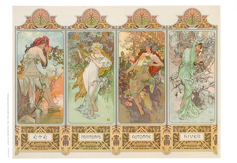 Mucha 慕夏系列 A4海報-四季 慕夏大海報 The Seasons (variation in screen format)