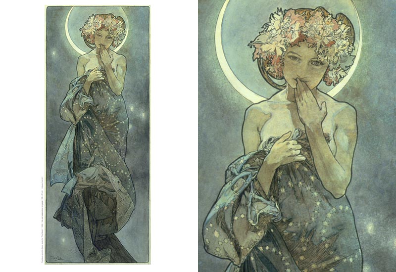 Mucha 慕夏系列 A4海報-星月系列-月光習作 慕夏大海報 The Moon and the Stars: study for 