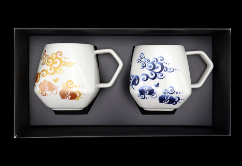 SB1蘭花纏枝龍天燈馬克對杯(金龍+青花龍) 馬克對杯組 mug cup set