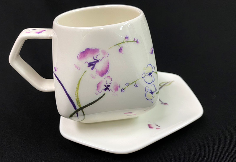 傑作陶 蘭花蝴蝶天燈咖啡杯盤組 coffee cups