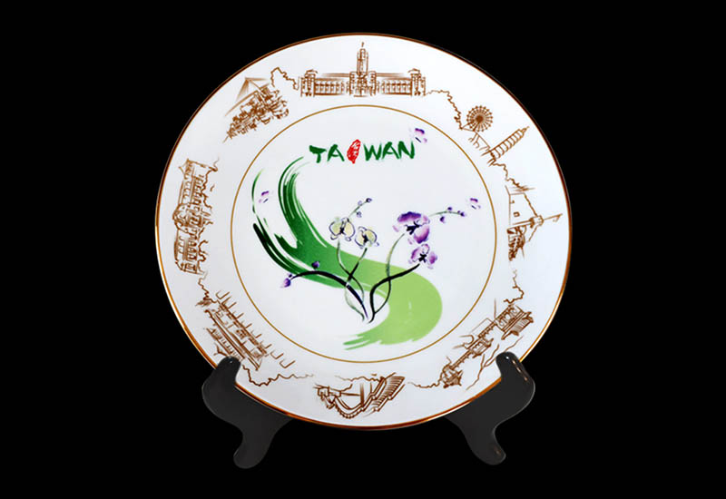 傑作陶 D42-3D立體台灣蘭花盤 圓盤 盤子 餐盤 plate
