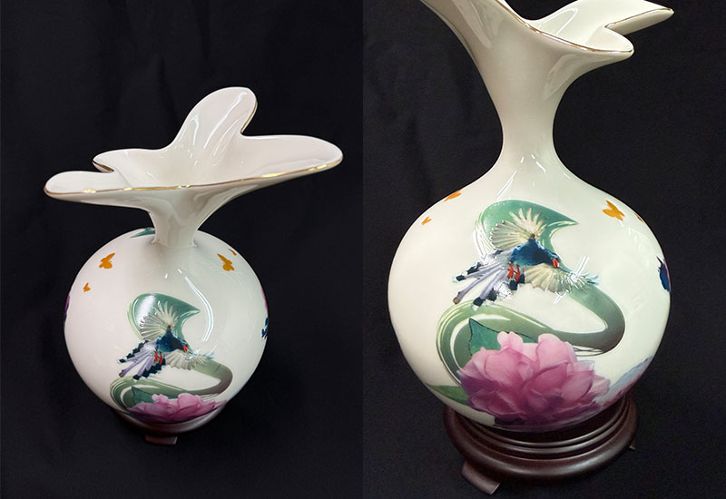 V37-3D立體藍鵲蝶舞天球瓶