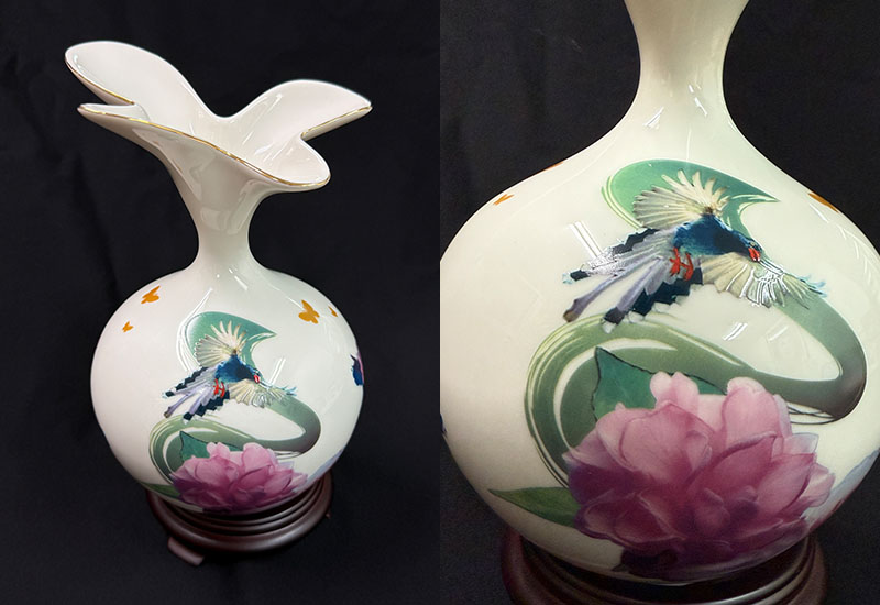 V37-3D立體藍鵲蝶舞天球瓶