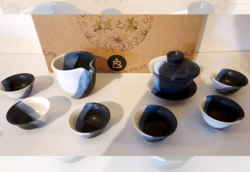 心陶園 黑白雙色蓋碗茶具組