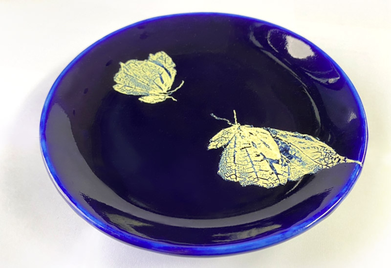木葉藍晶雙楓蝶情圓盤