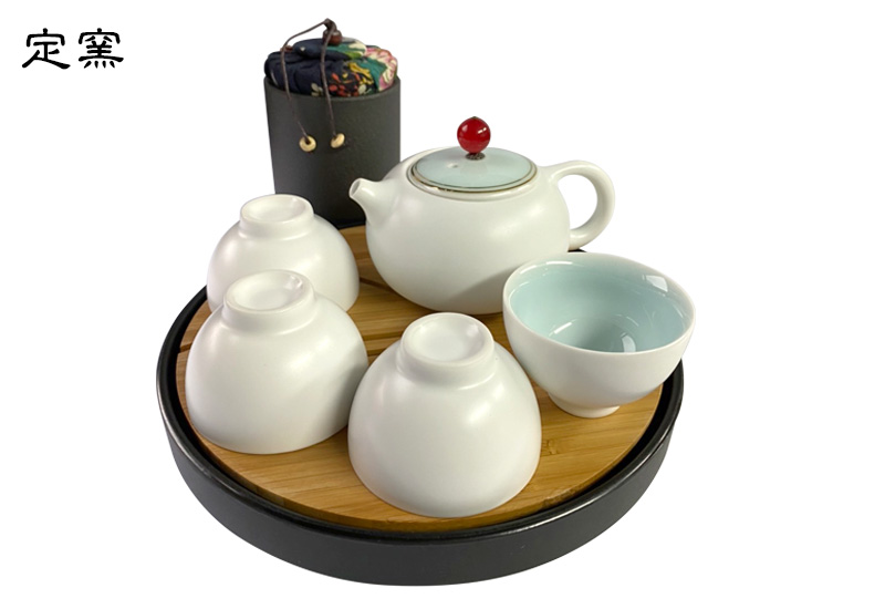  四方茶盤旅行茶組-定窯