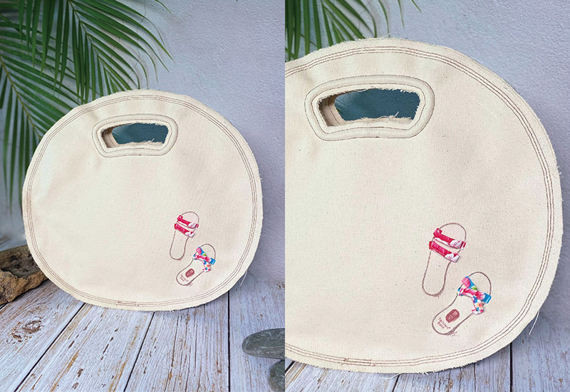 無染 圓形大手提袋-夏日海灘風情 圓形布提袋 包包衣服配件 bag
